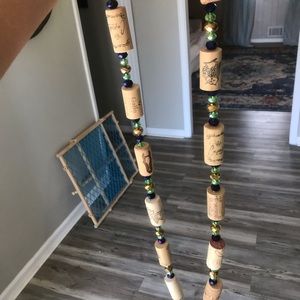 Wine cork Mardi Gras beads with matching earrings